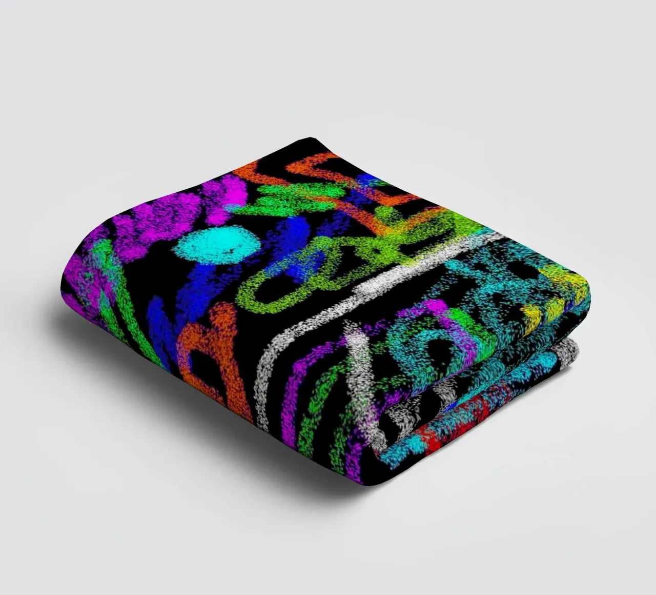Painting and doodling on a black background - neon colours towel by Gürsel Yesil Digital Art