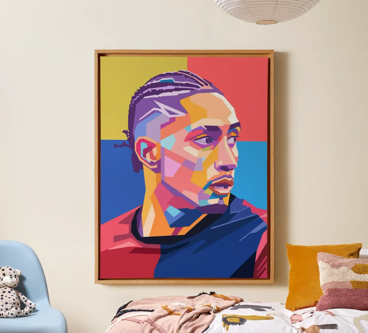 Fußball-Ikone Raphinha Leinwand mit Schattenfugenrahmen von Hantamrata