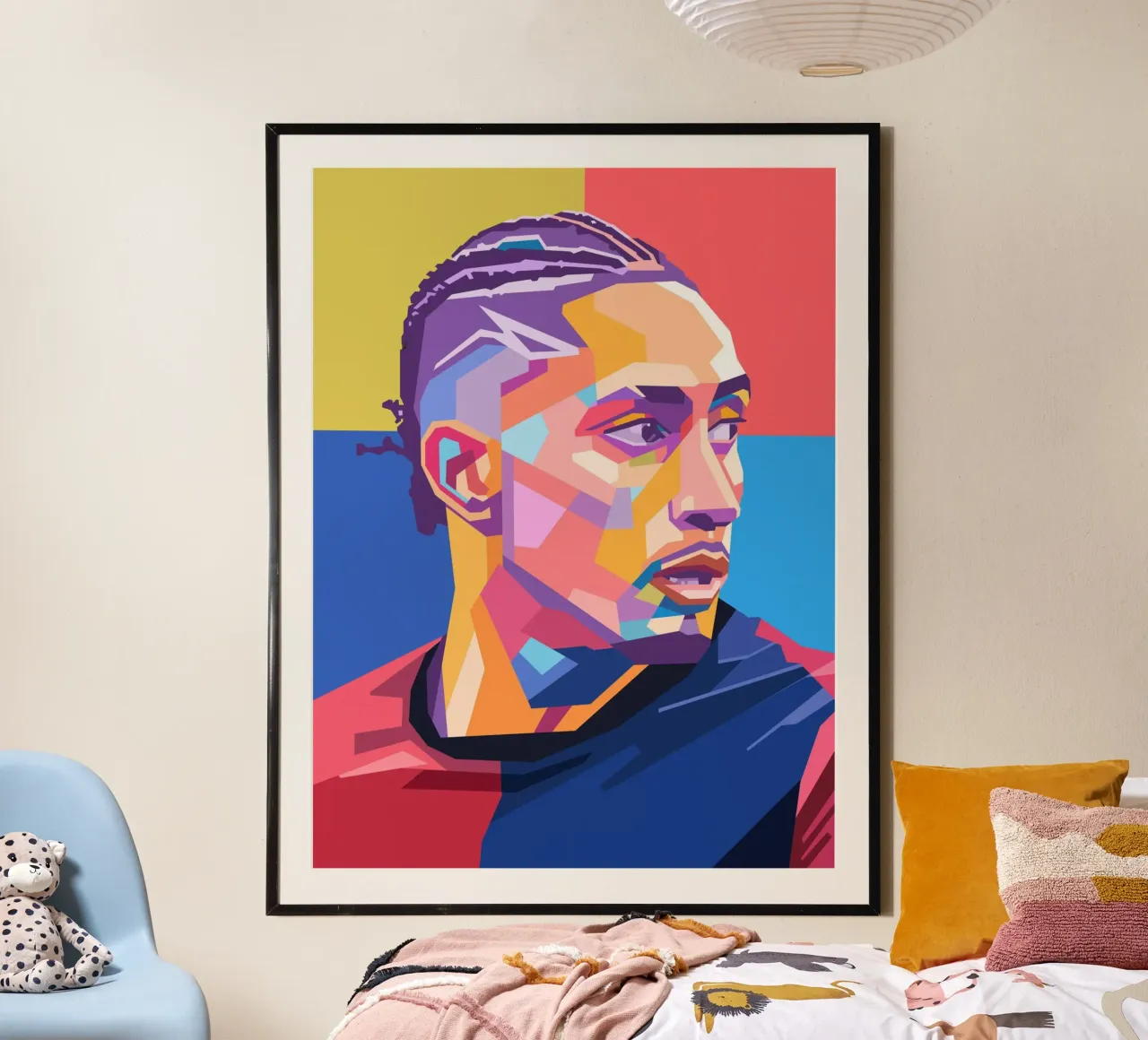 L'icona del calcio Raphinha poster con telaio in alluminio da Hantamrata