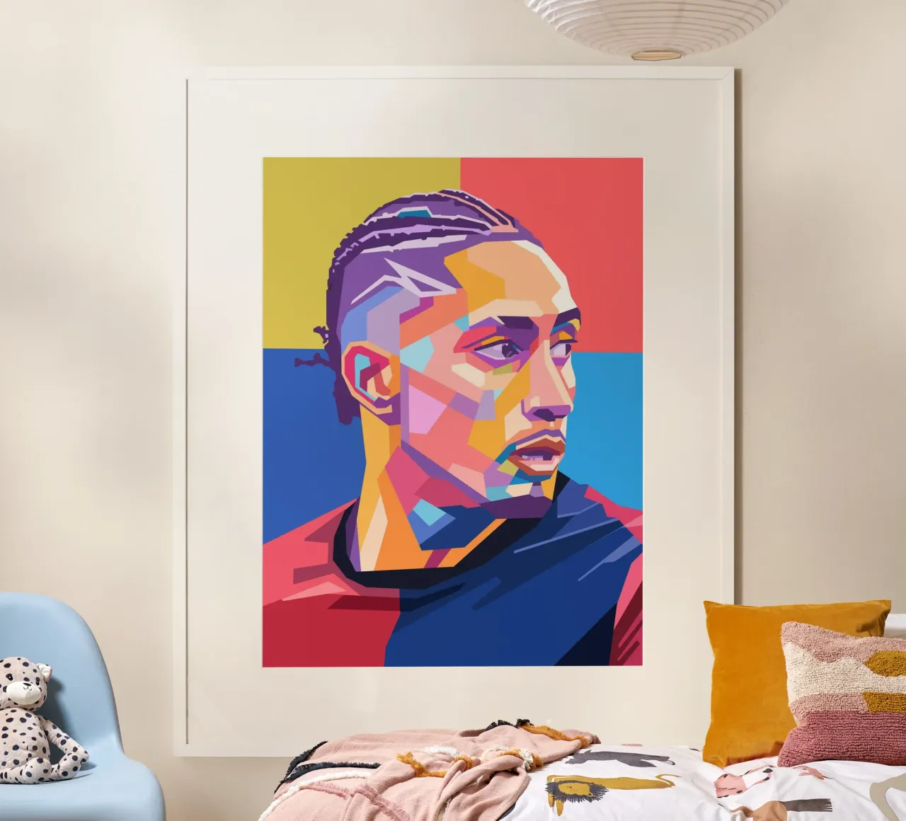 L'icona del calcio Raphinha poster con telaio in alluminio da Hantamrata
