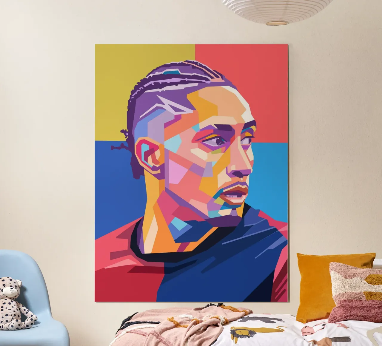 L'icona del calcio Raphinha poster con telaio in alluminio da Hantamrata