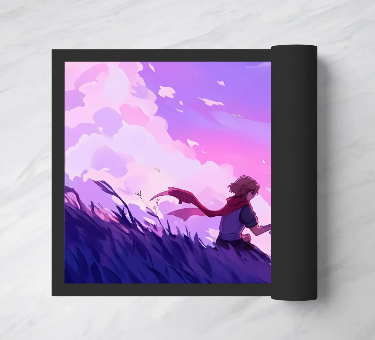 Ragazzo con animale domestico in un prato di sera Lofi Art zerbino da LoFi Gallery