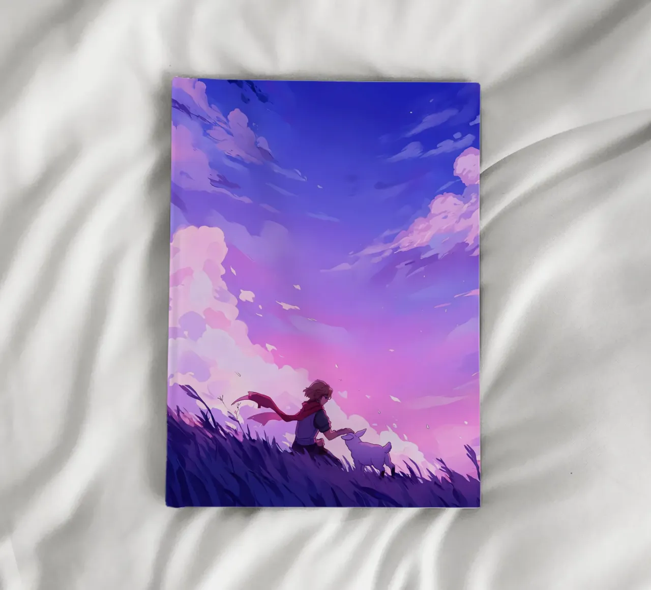 Ragazzo con animale domestico in un prato di sera Lofi Art diario da LoFi Gallery