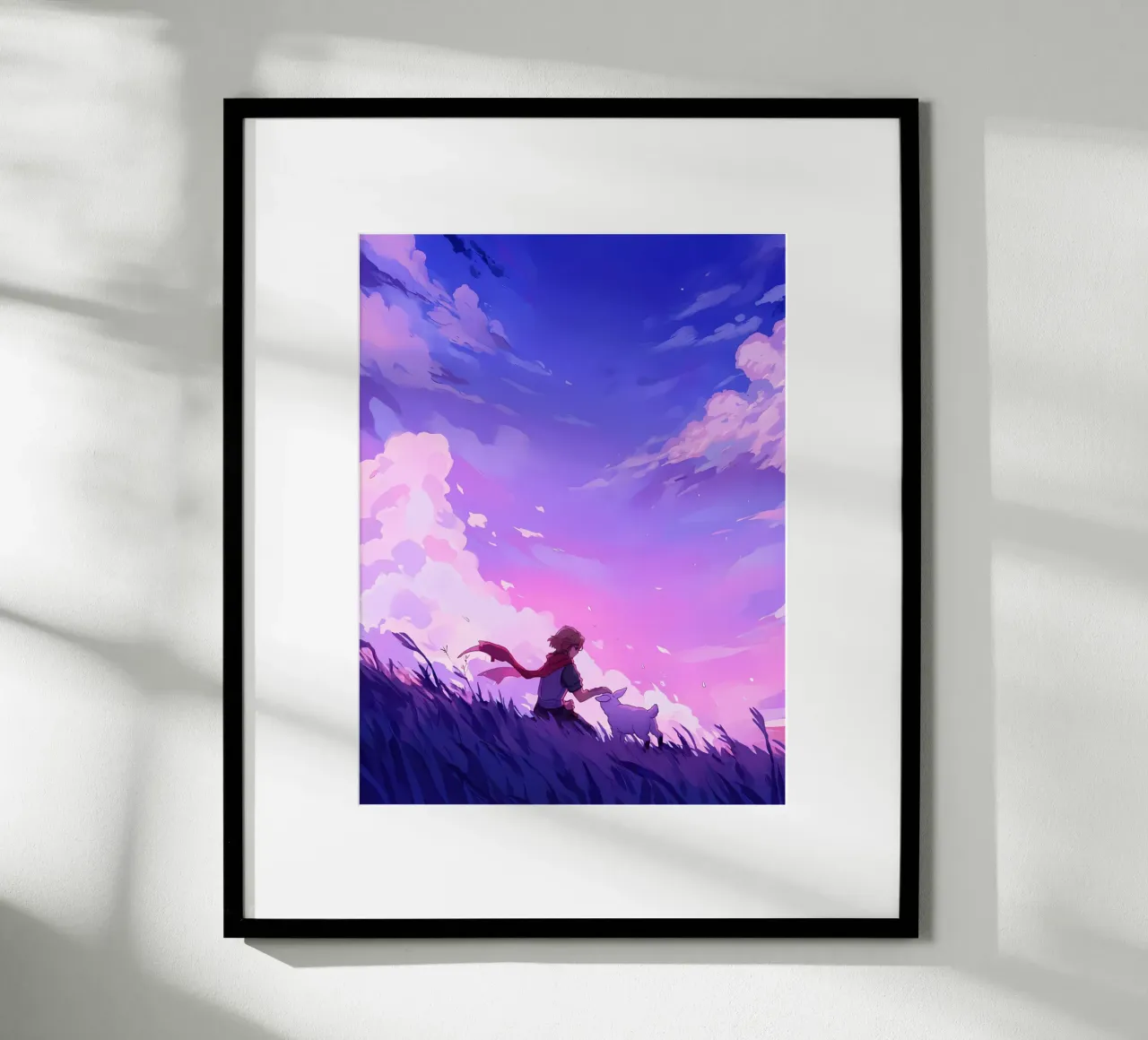 Ragazzo con animale domestico in un prato di sera Lofi Art carta hahnemühle da LoFi Gallery