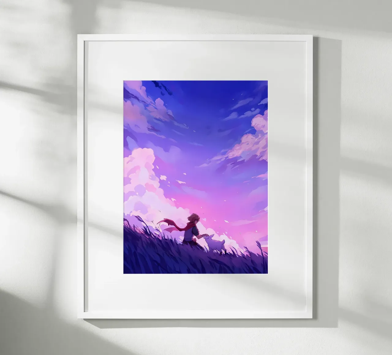 Junge mit Haustier im Grasland am Abend Lofi Art Poster von LoFi Gallery