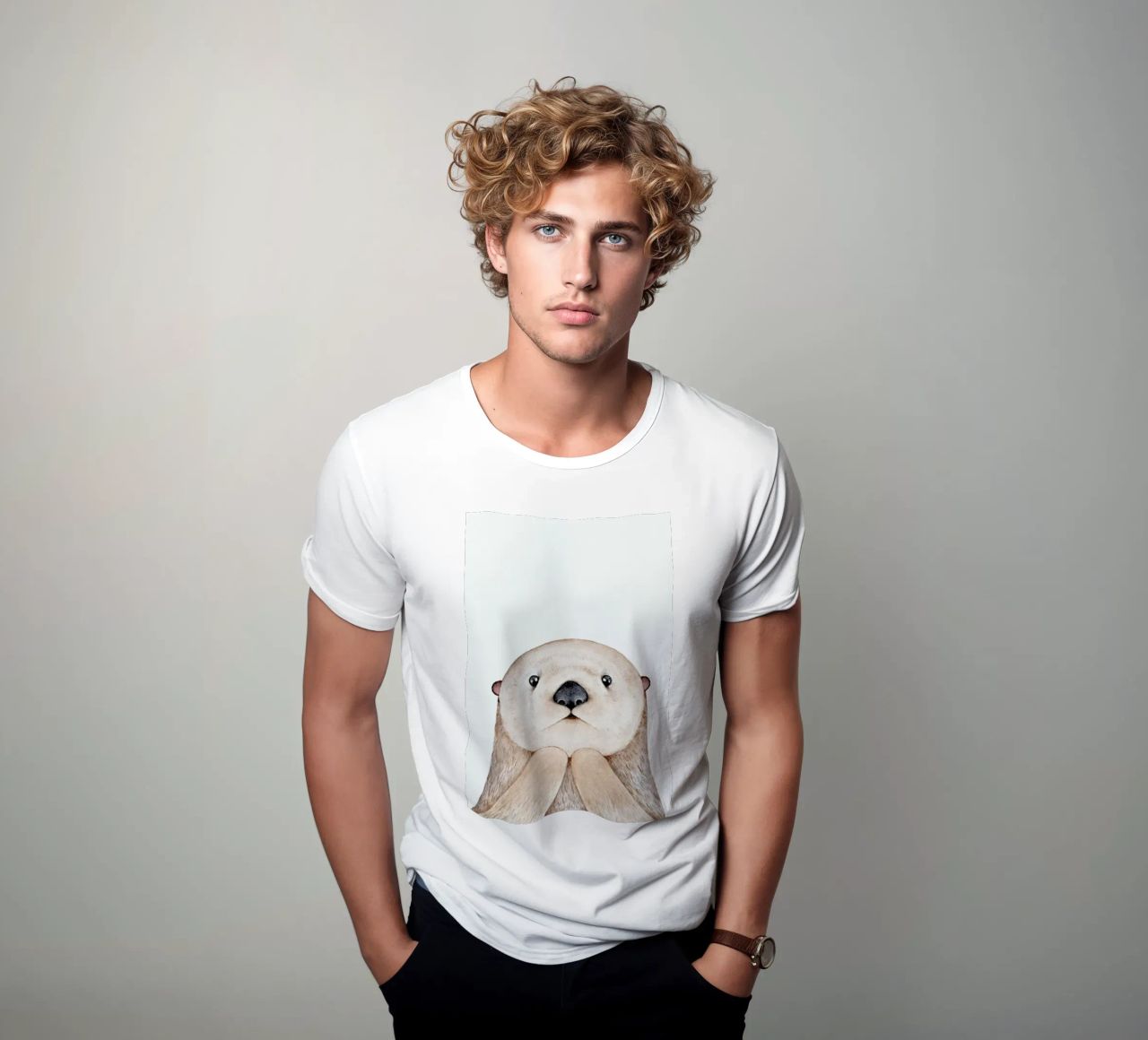 Olle The Otter t-shirt da Little Flourishes