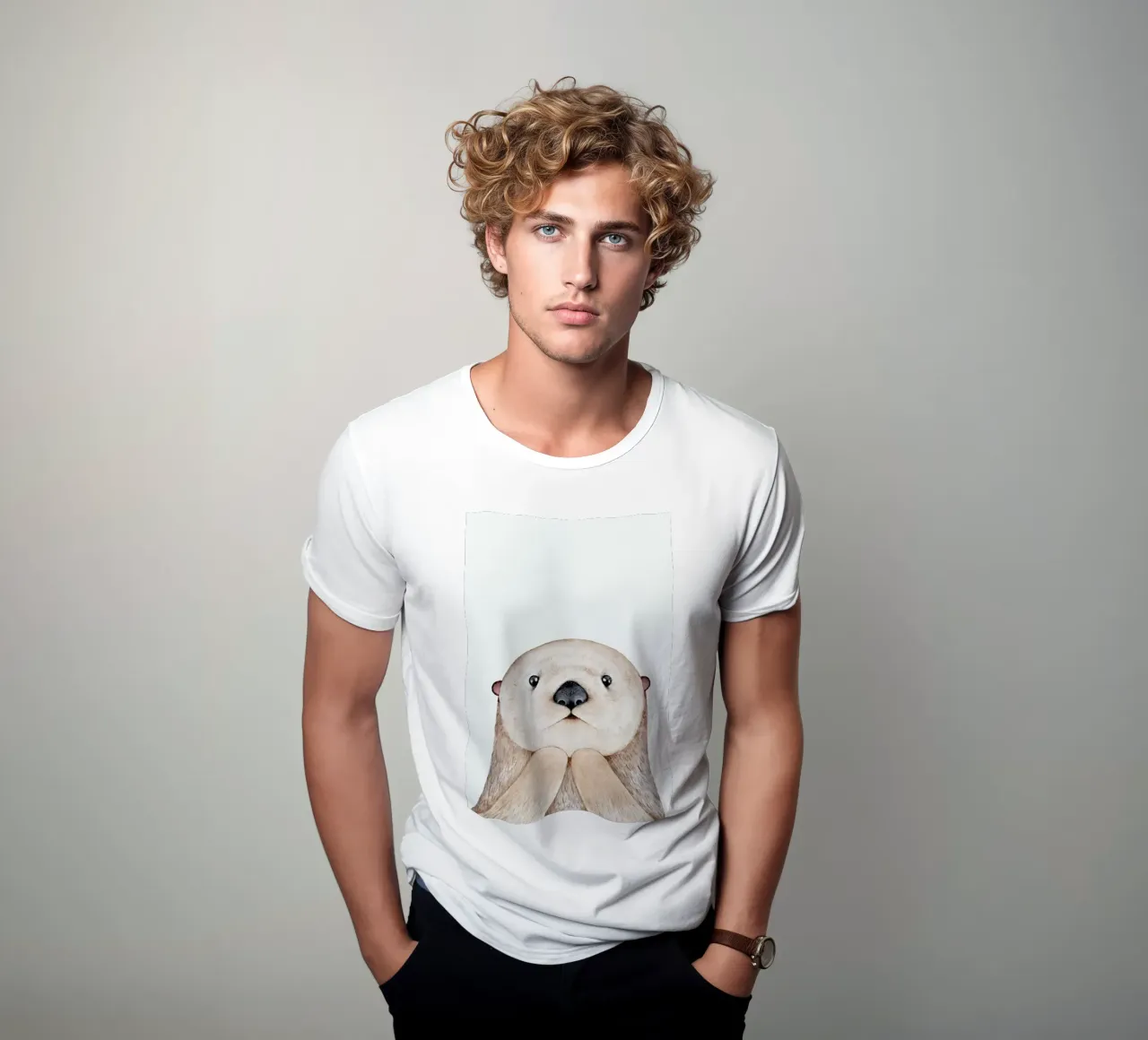 Olle The Otter t-shirt da Little Flourishes