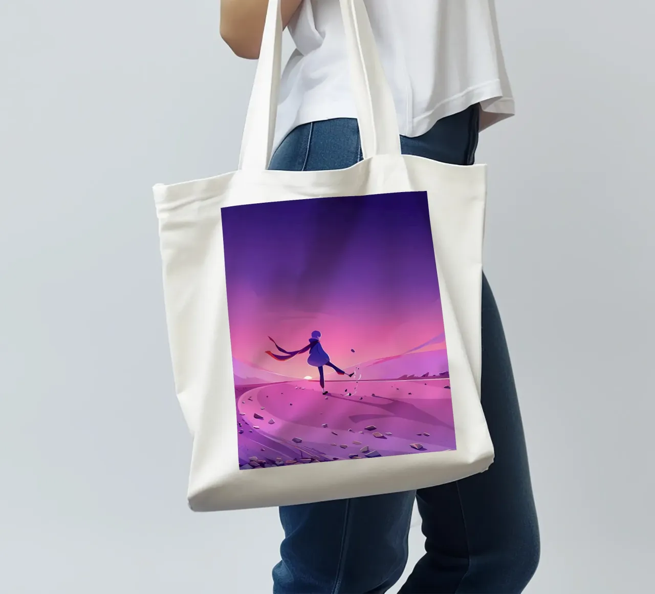 Arte Lofi di Walking Alone borsa in juta da LoFi Gallery