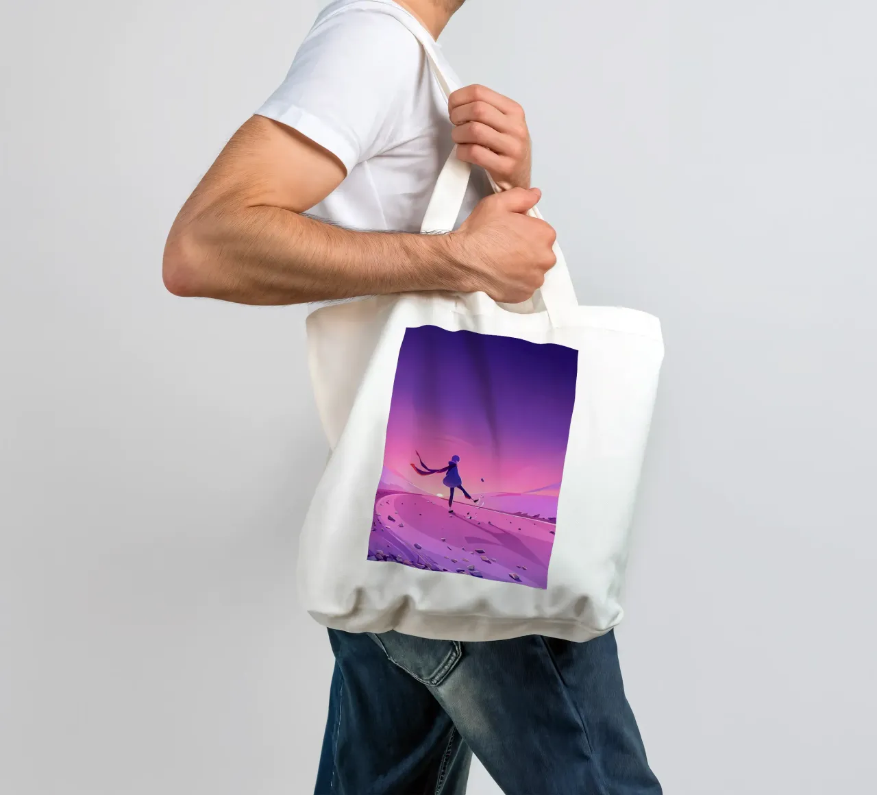 Arte Lofi di Walking Alone borsa in juta da LoFi Gallery