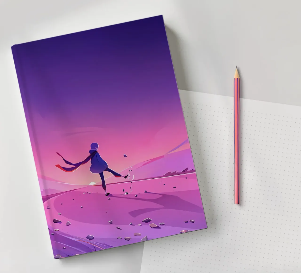 Walking Alone Lofi Art notebook by LoFi Gallery