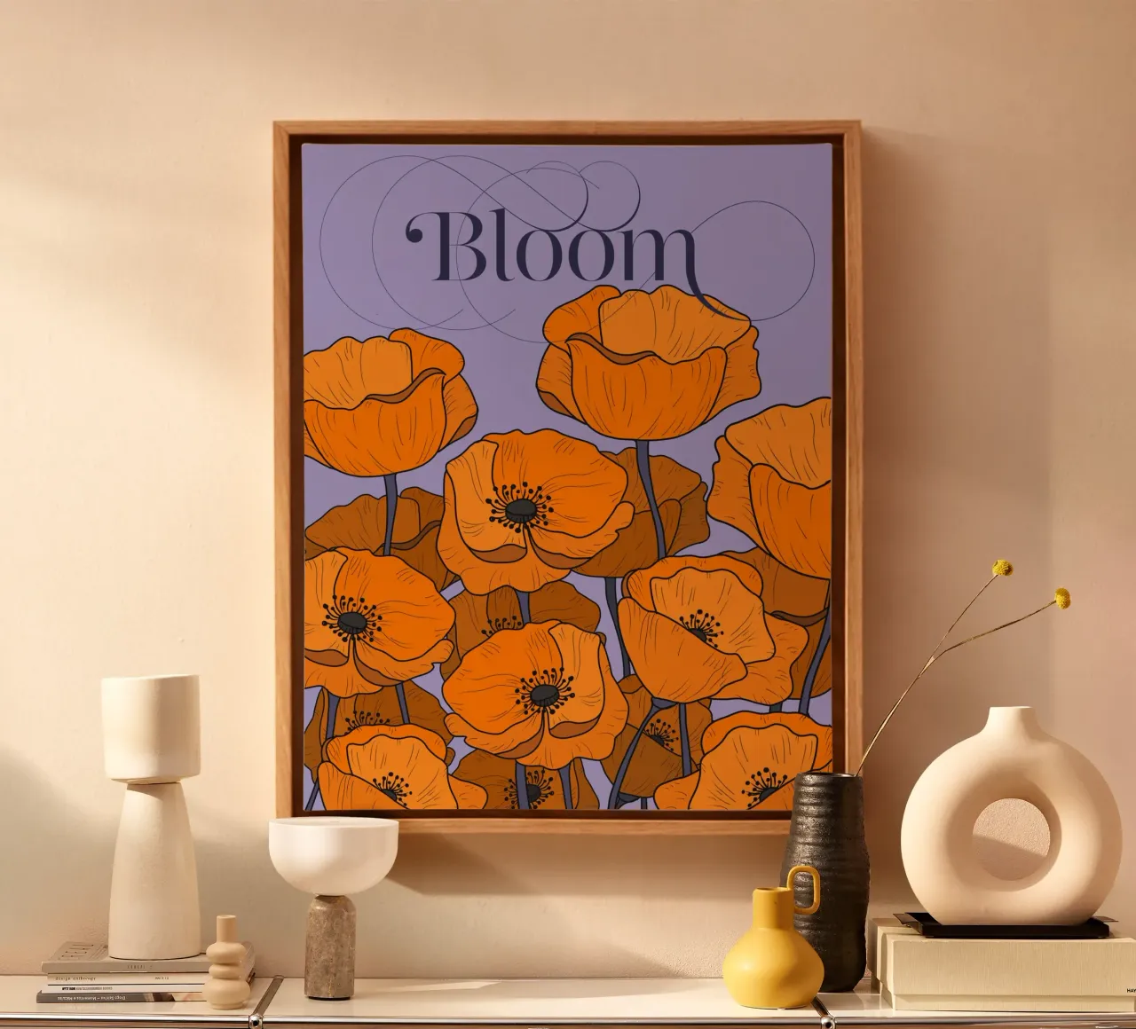Bloom Pastel Version tela con Cornice a cassetta da designdn