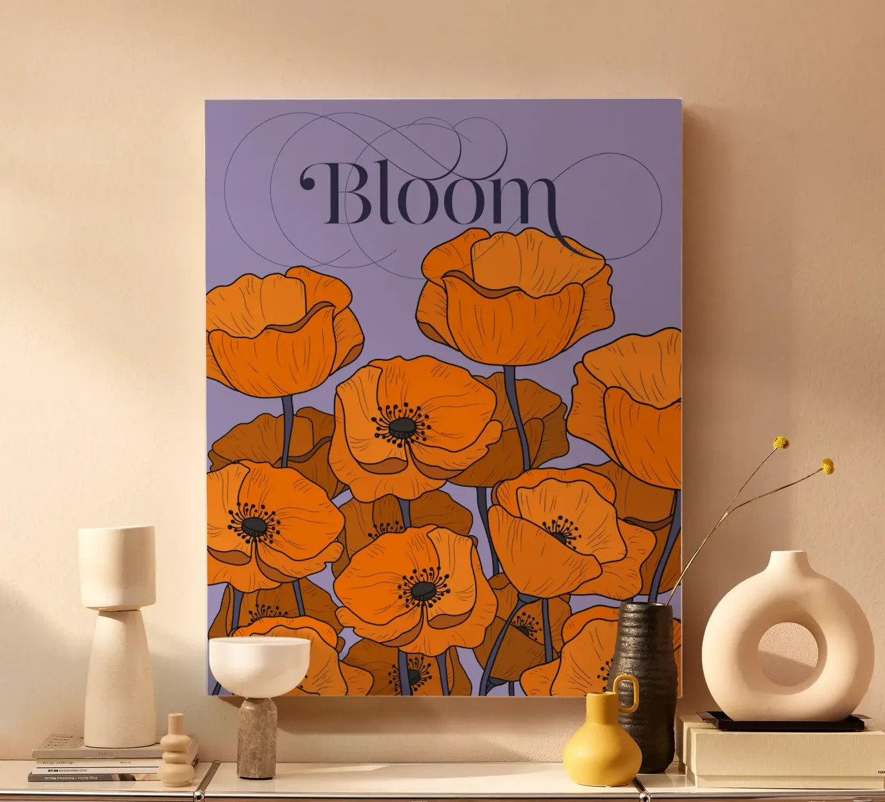 Bloom Pastel Version tela con Cornice a cassetta da designdn