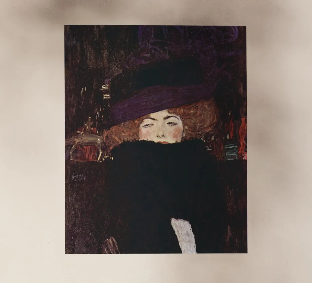 Dama con cappello e boa di piume di Gustav Klimt (1909) pellicola backlit da Gustav Klimt ART Prints