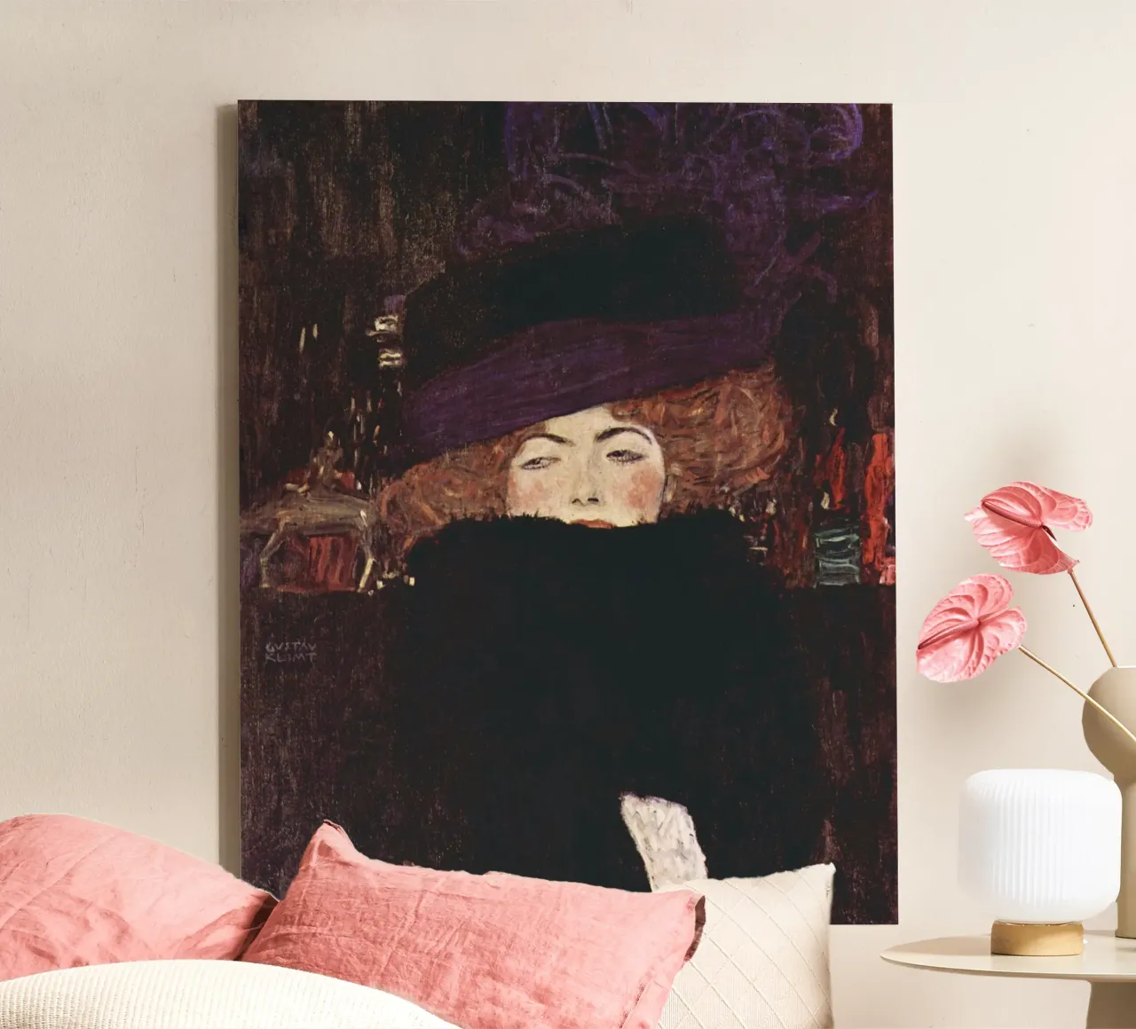 Dama con cappello e boa di piume di Gustav Klimt (1909) tela da Gustav Klimt ART Prints