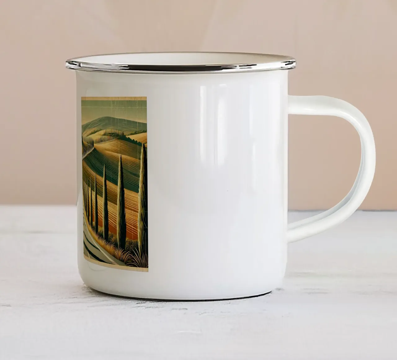 Poster d'epoca di Cypress Road tazza in smalto da Chromatic Fusion Studio