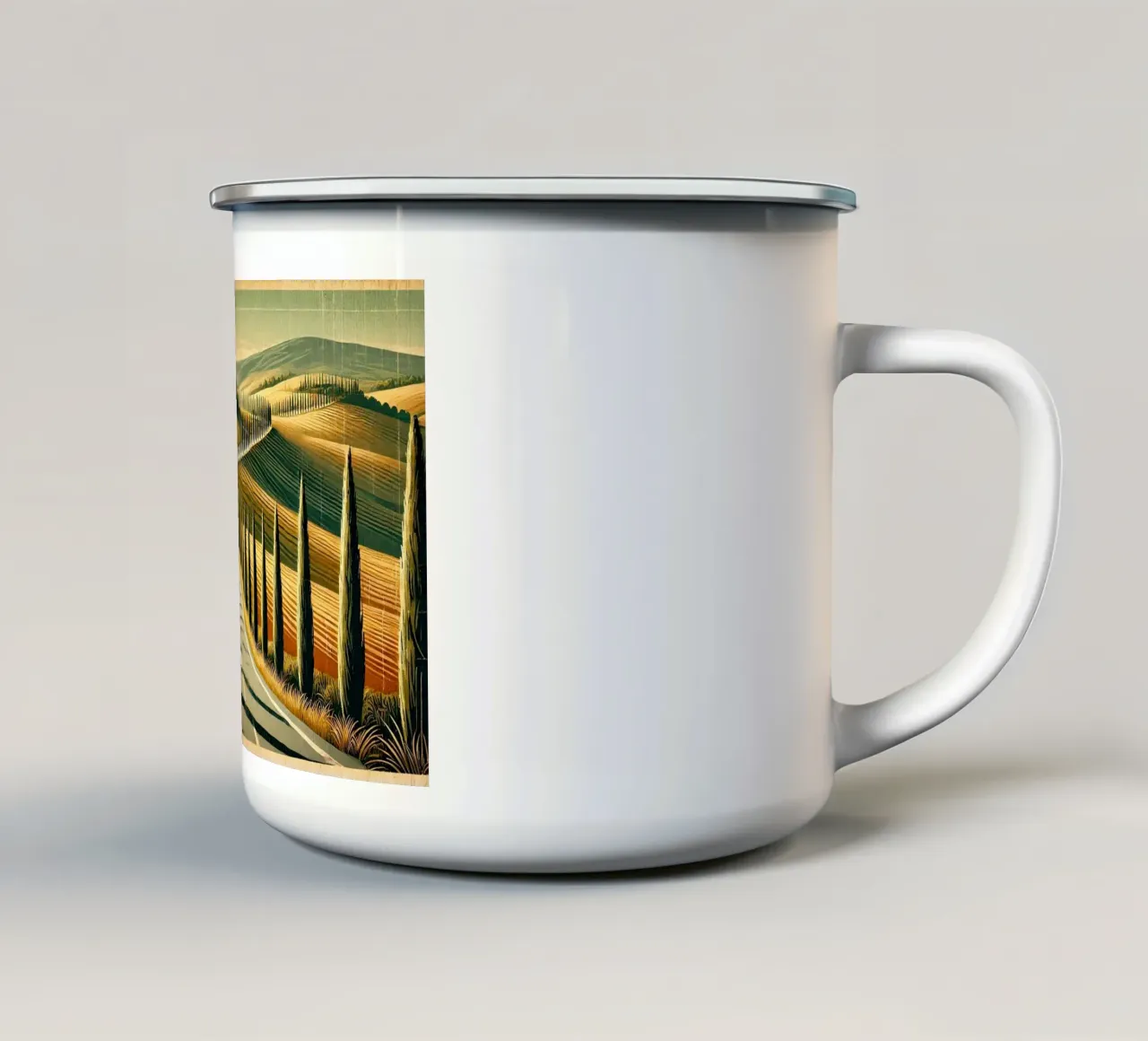 Poster d'epoca di Cypress Road tazza in smalto da Chromatic Fusion Studio