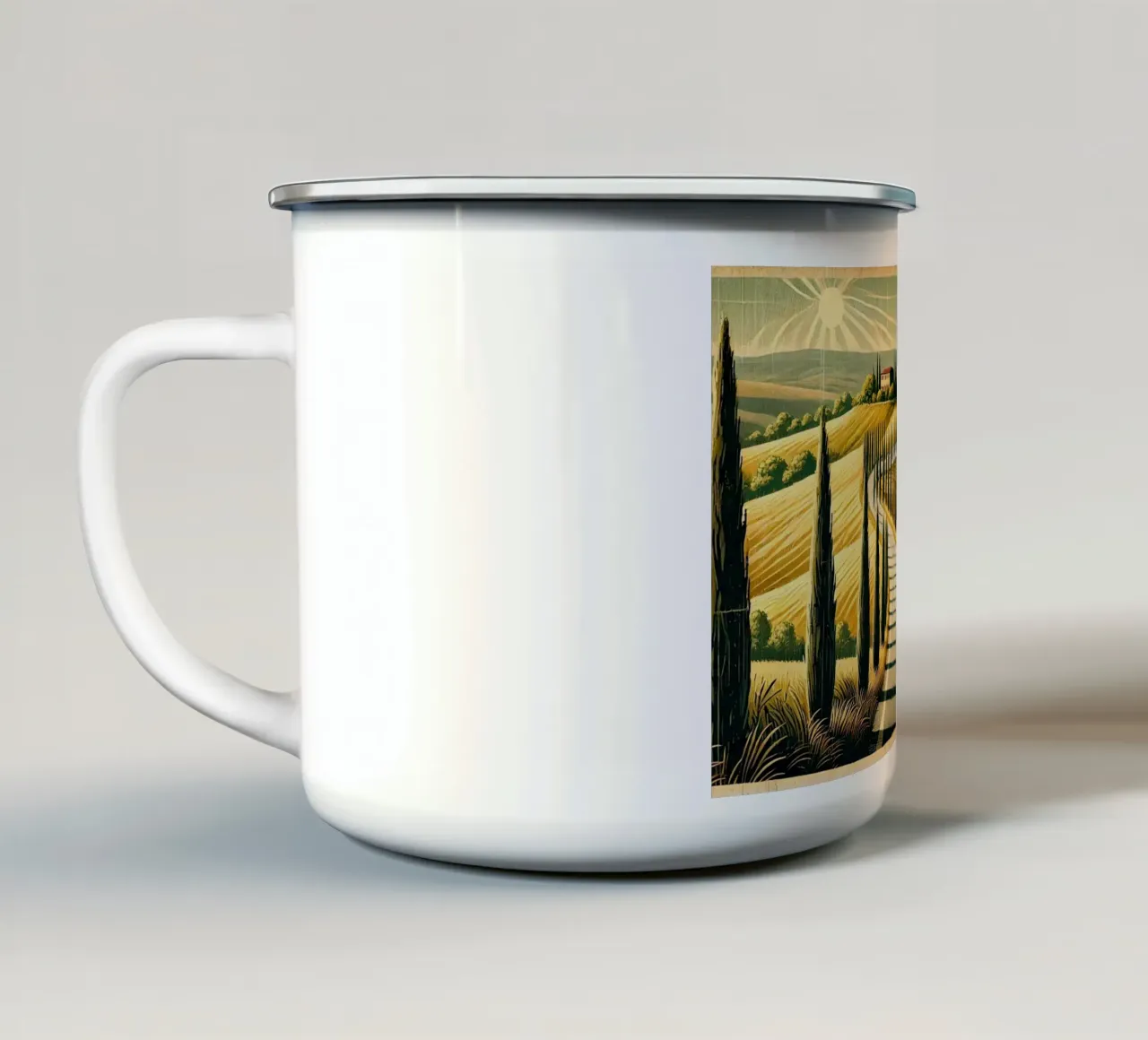 Poster d'epoca di Cypress Road tazza in smalto da Chromatic Fusion Studio