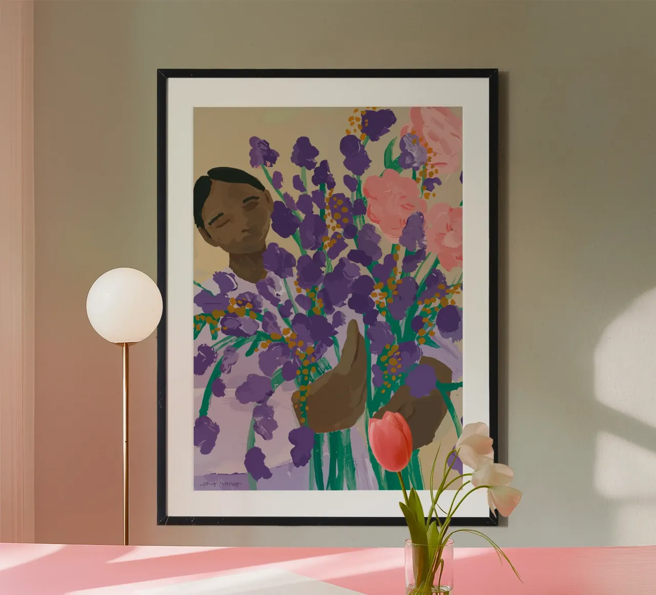 Poster per amanti dei fiori poster con telaio in legno da Davidprint