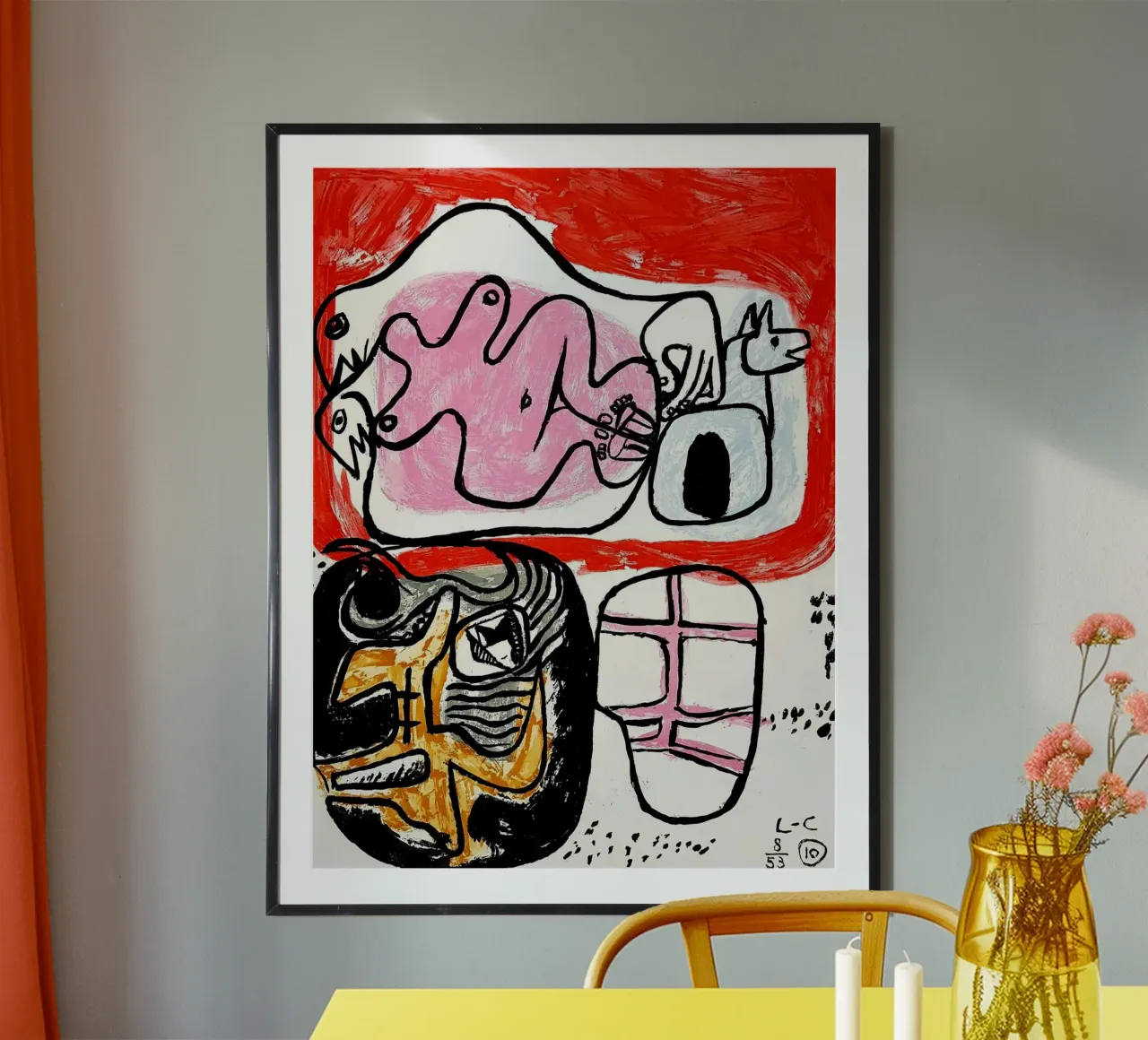 Le Corbusier Nude Animal 1965 poster with plastic frame by Ettyhmoz