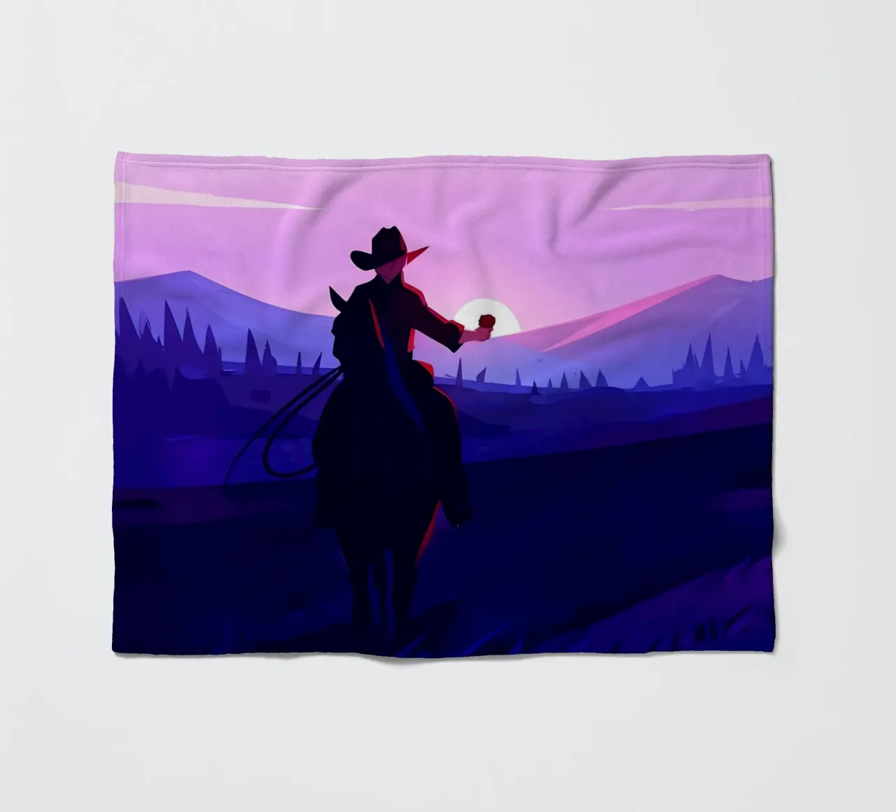 Riding Horse Alone In The Evening Lofi Art fleece blanket by LoFi Gallery