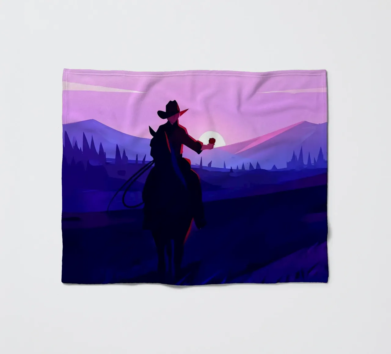 Riding Horse Alone In The Evening Lofi Art fleece blanket by LoFi Gallery