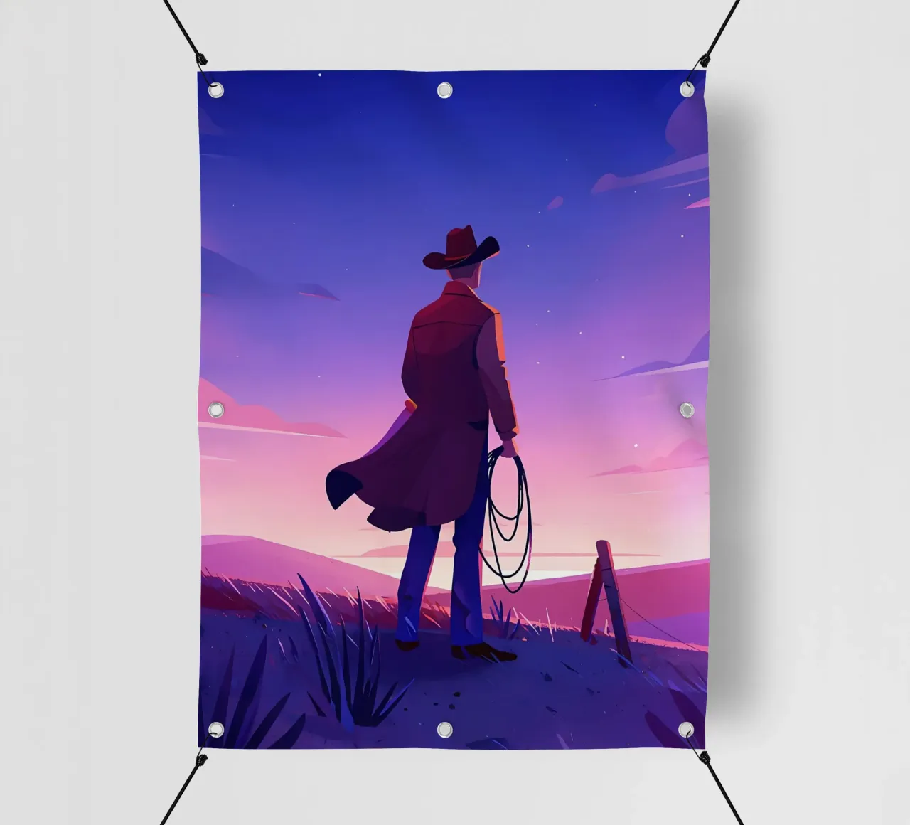 Cowboy a caccia di sera Lofi Art telo in pvc da LoFi Gallery