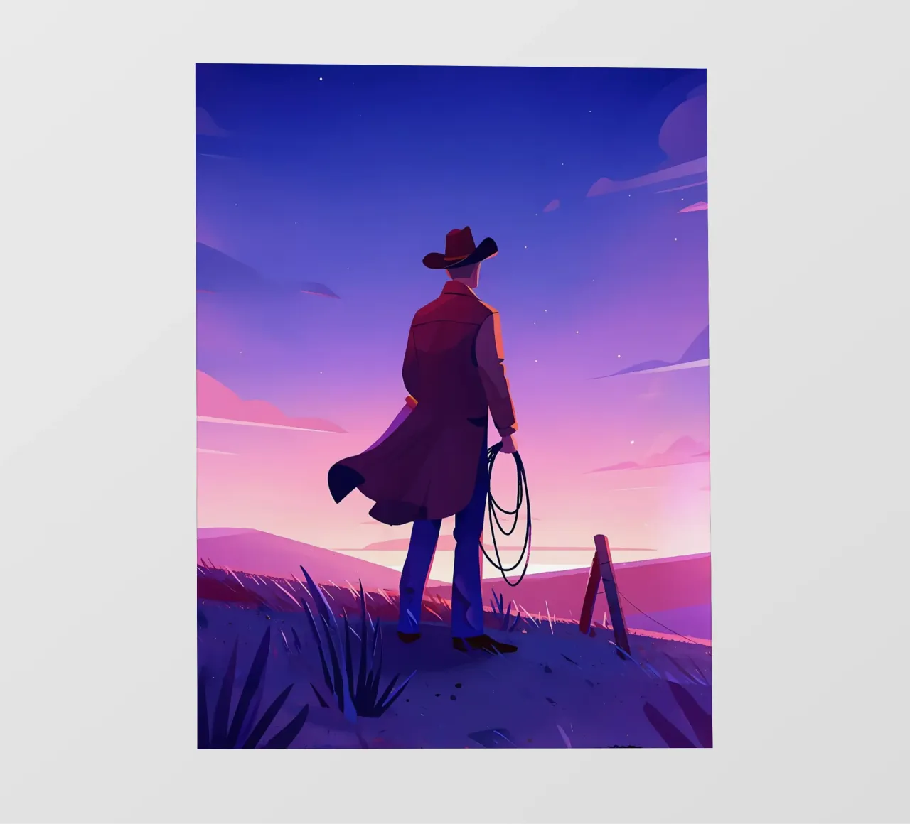 Cowboy a caccia di sera Lofi Art telo in pvc da LoFi Gallery