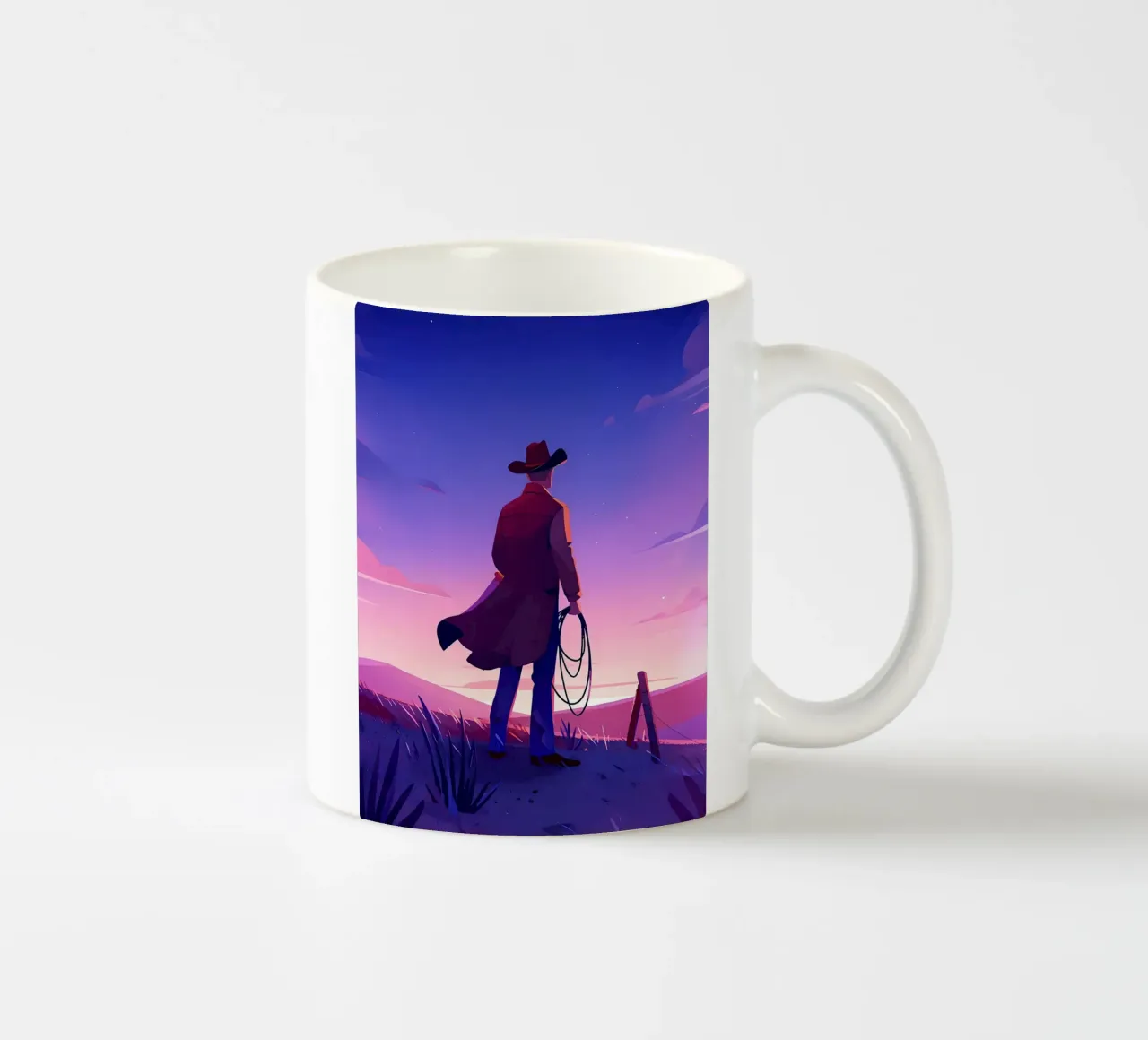 Cowboy-Jagd am Abend Lofi Art Keramik Tasse von LoFi Gallery