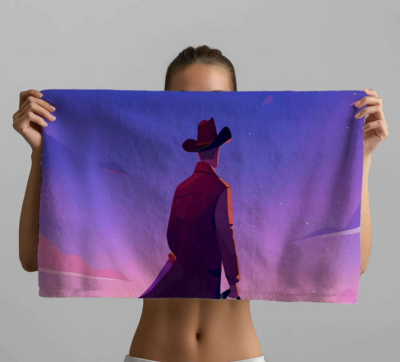 Cowboy-Jagd am Abend Lofi Art Handtuch von LoFi Gallery