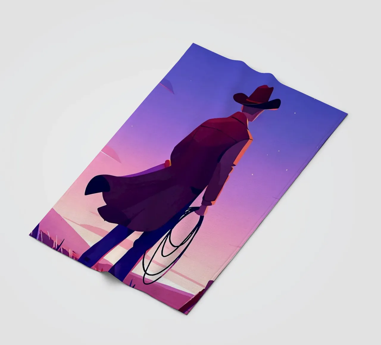 Cowboy a caccia di sera Lofi Art coperta in pile da LoFi Gallery