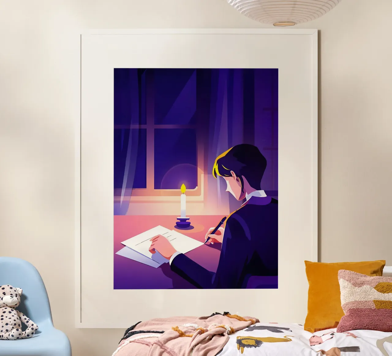 Scrittore che scrive a lume di candela Arte Lofi poster da LoFi Gallery