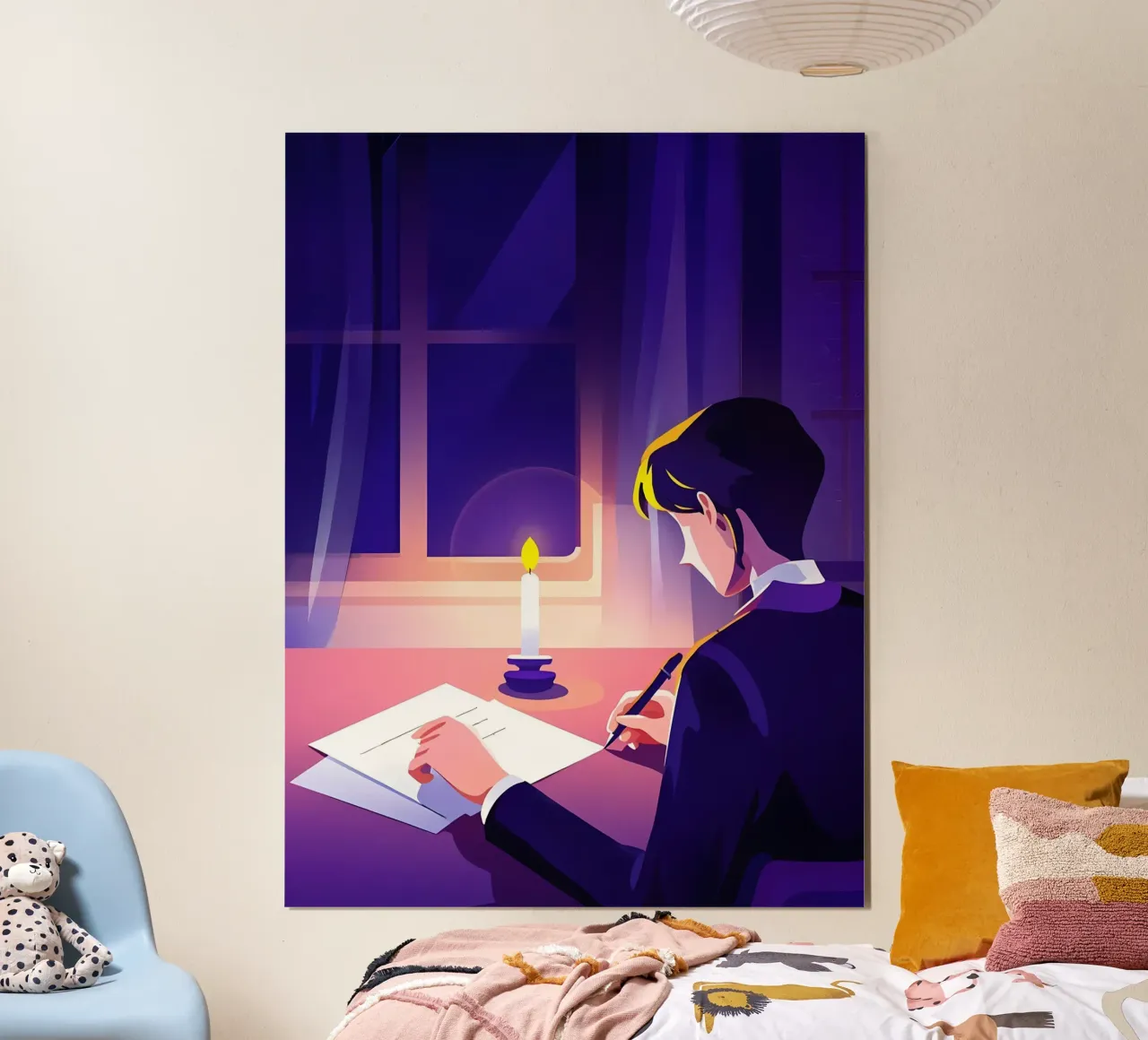 Scrittore che scrive a lume di candela Arte Lofi poster da LoFi Gallery