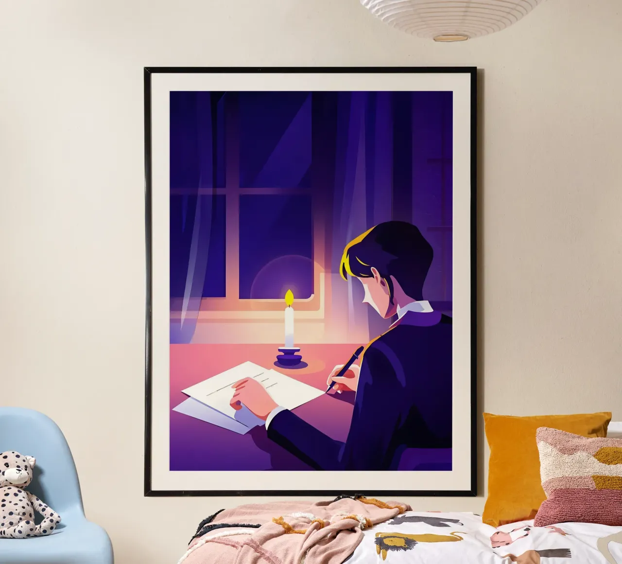 Scrittore che scrive a lume di candela Arte Lofi poster da LoFi Gallery
