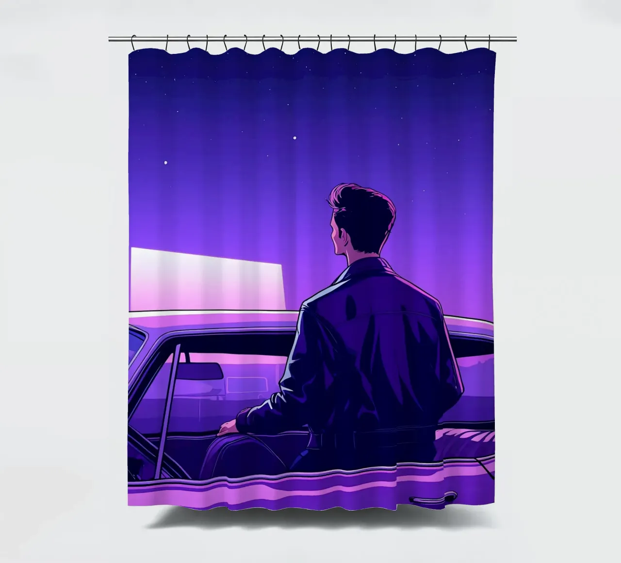 Outdoor Cinema Experiences Lofi Art shower curtain by LoFi Gallery