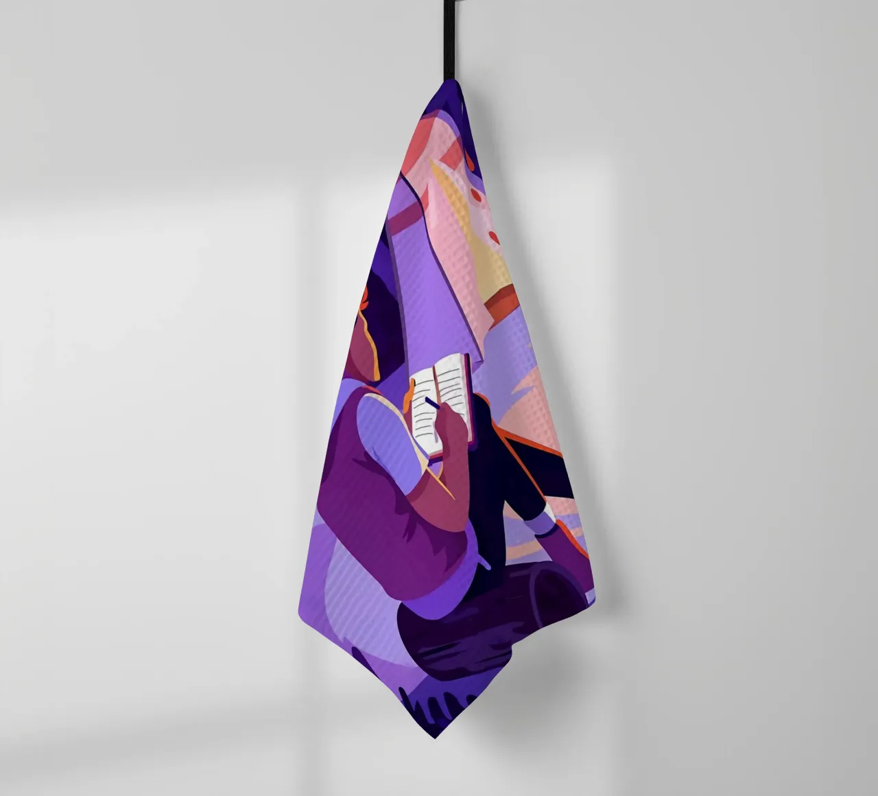 Writing At Campfire Lofi Art tea towel by LoFi Gallery