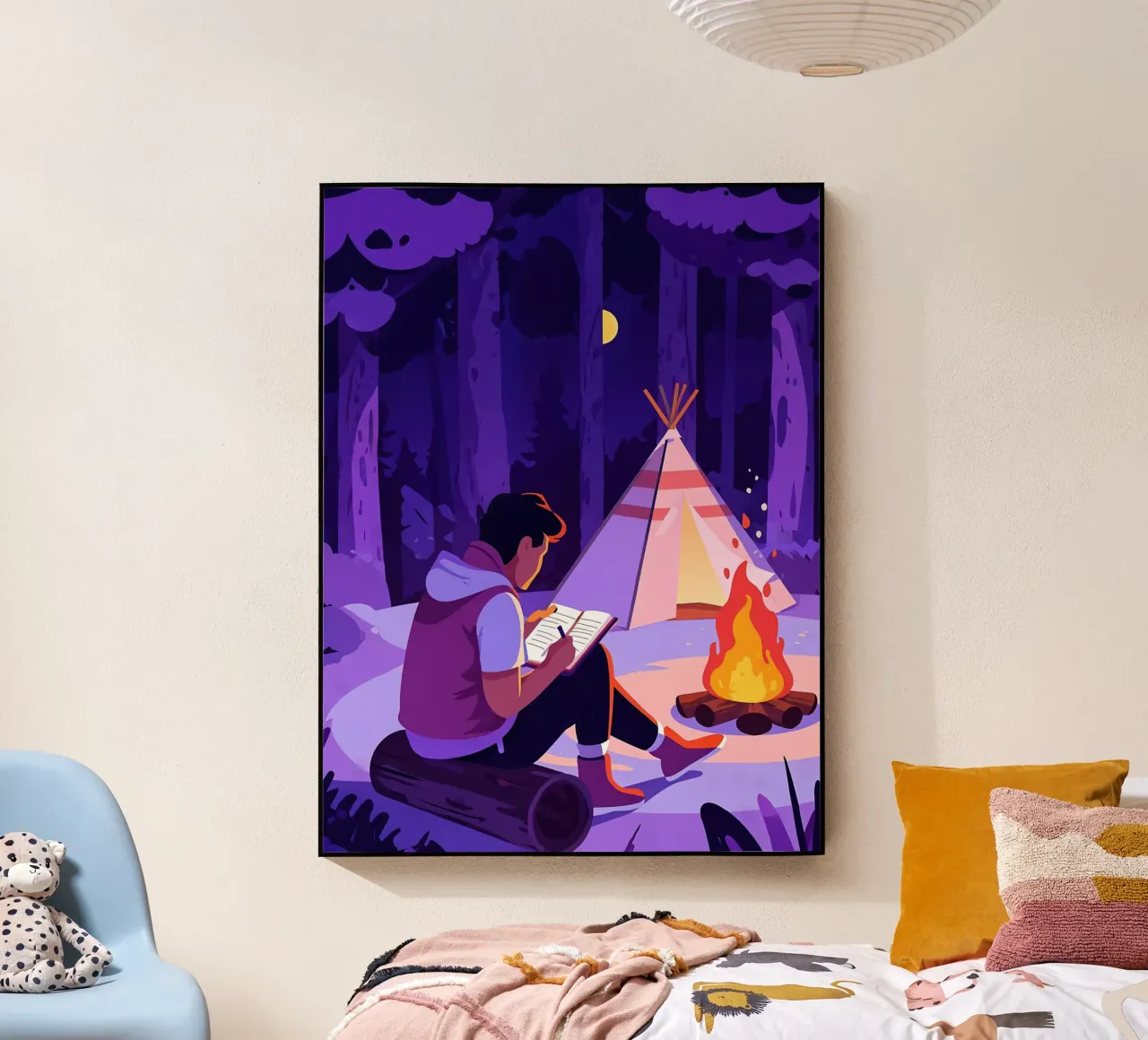 Schreiben am Lagerfeuer Lofi Art Acryl-Glas von LoFi Gallery