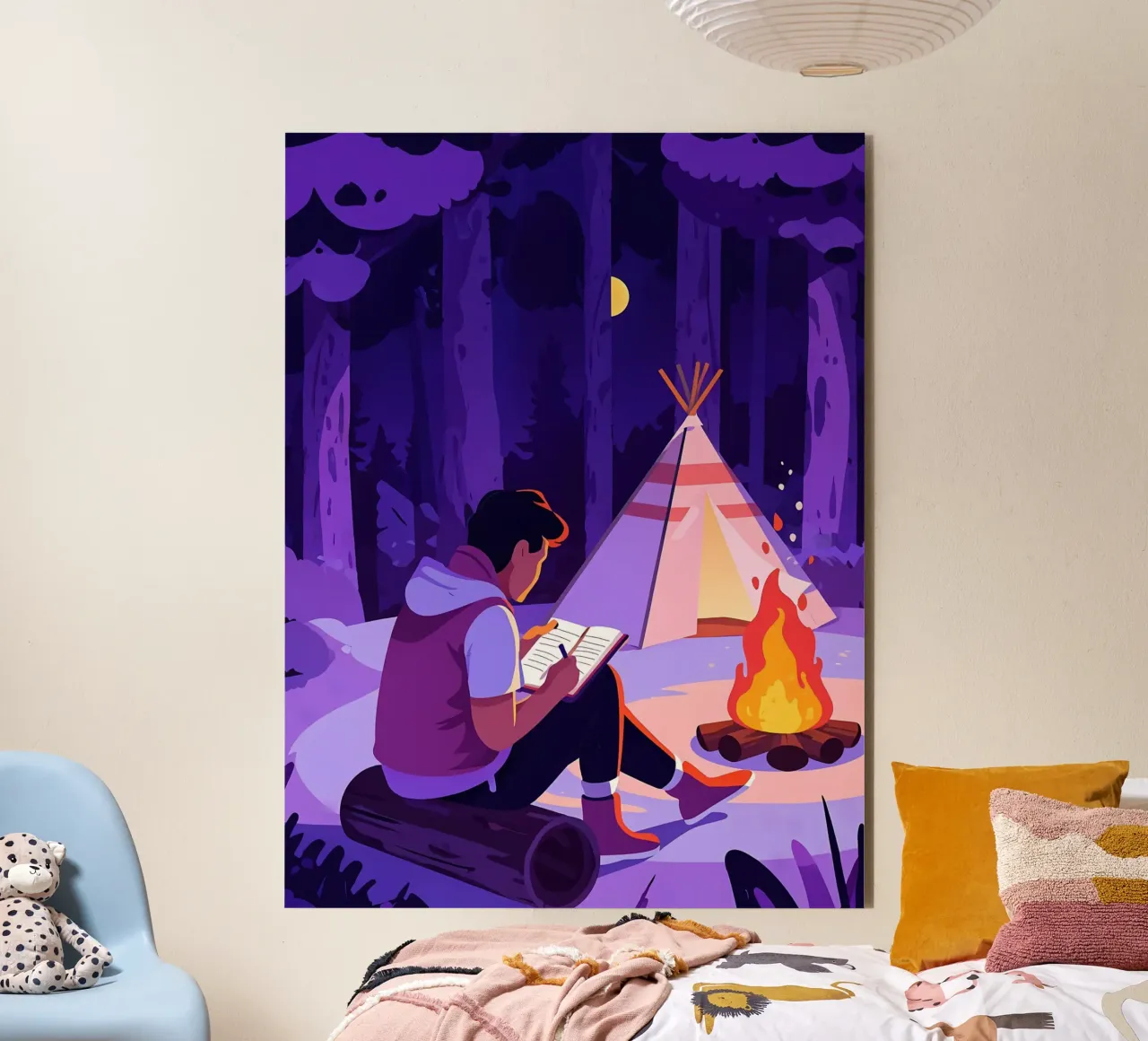 Writing At Campfire Lofi Art alu-dibond by LoFi Gallery