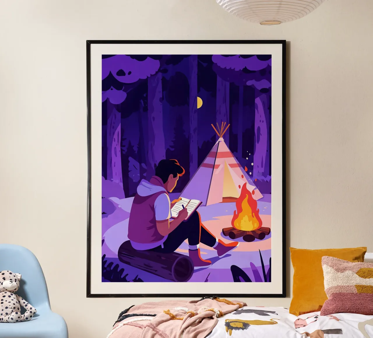 Scrivere al fuoco Lofi Art poster con telaio in legno da LoFi Gallery