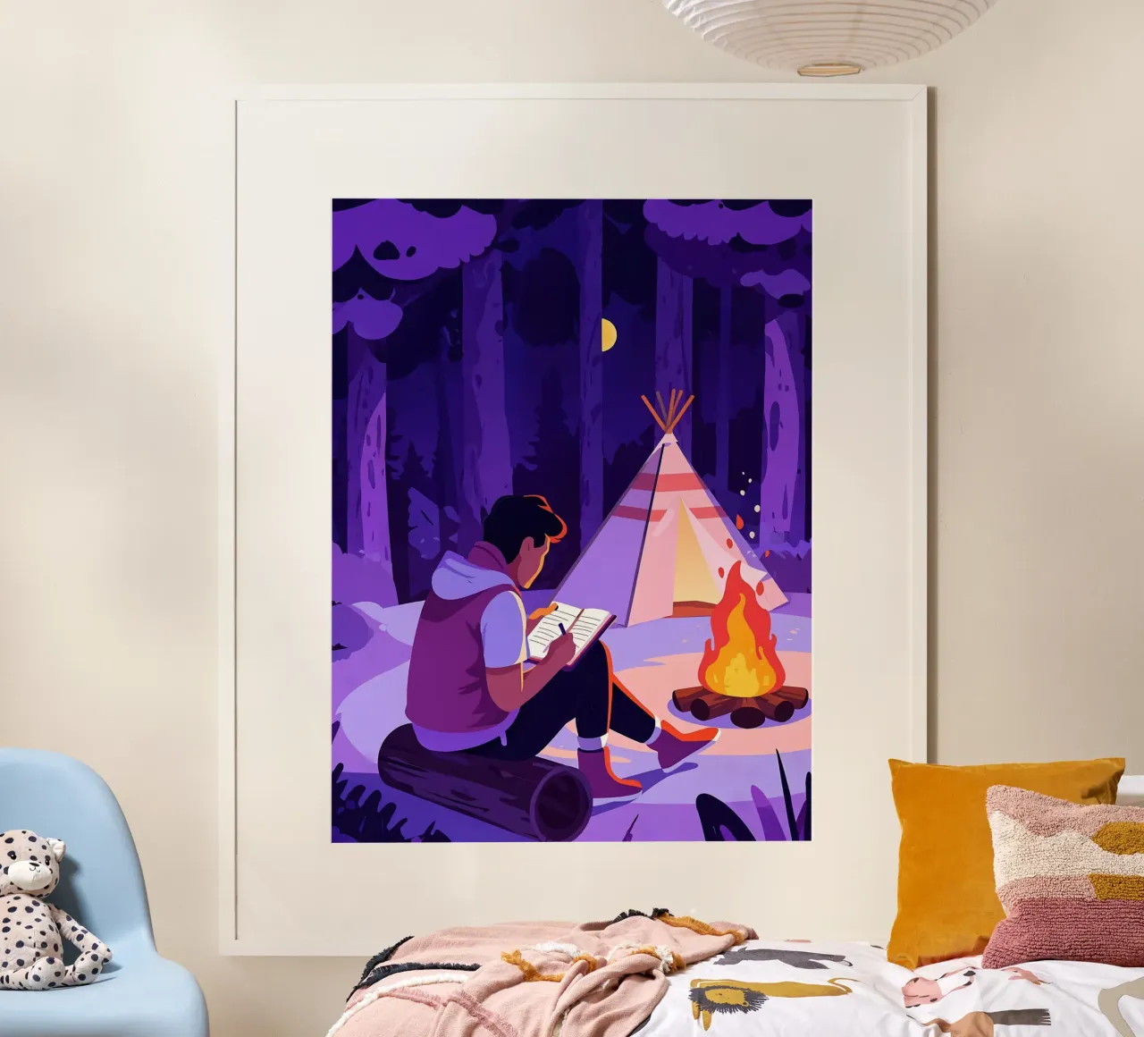 Scrivere al fuoco Lofi Art poster con telaio in legno da LoFi Gallery
