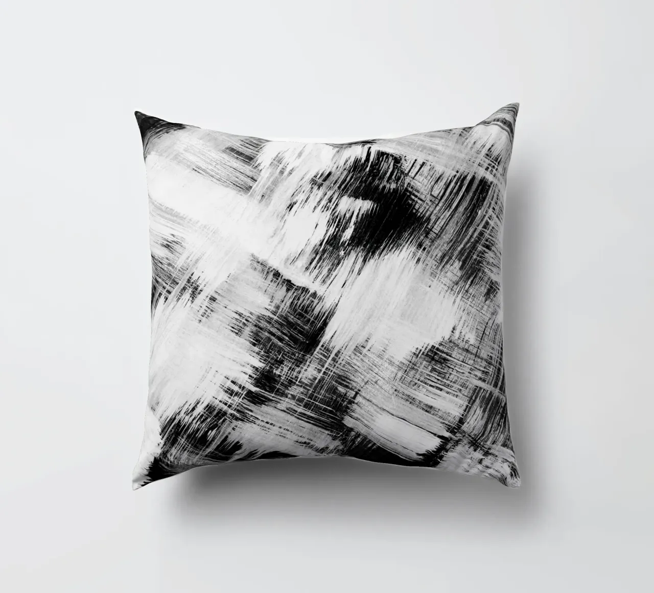 Strokes 26 | Black and White Brushstroke Abstract cuscino da sabidussi