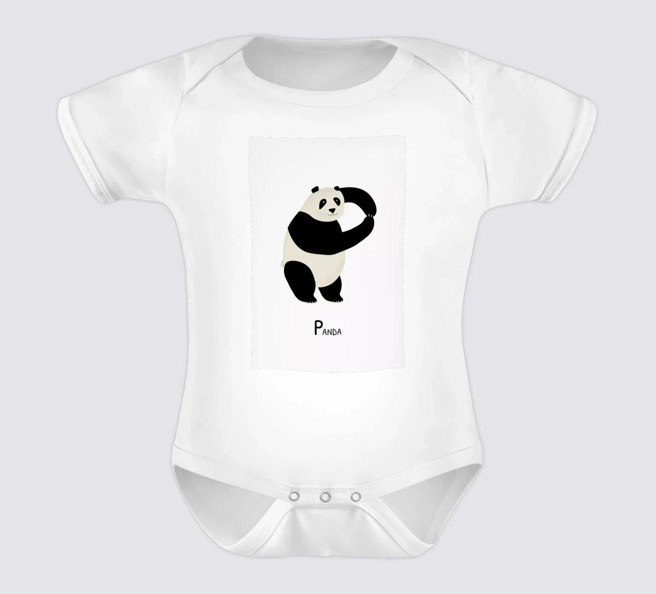 P for Panda body neonato maniche corte da Little Flourishes