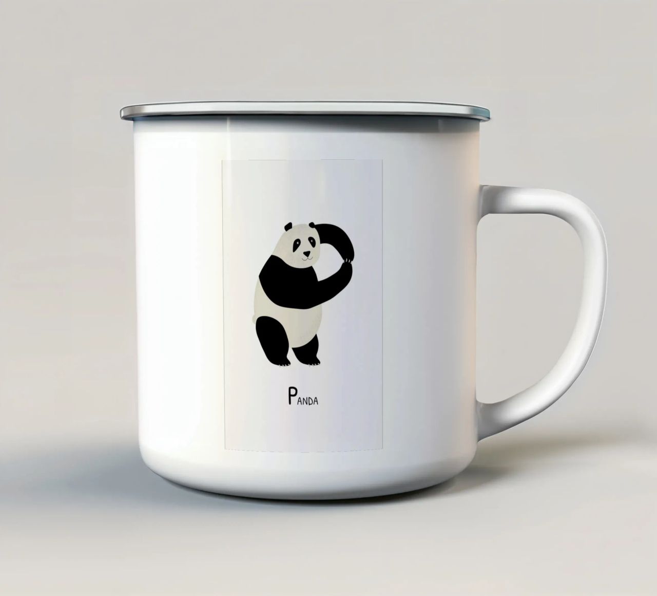 P for Panda tazza in smalto da Little Flourishes