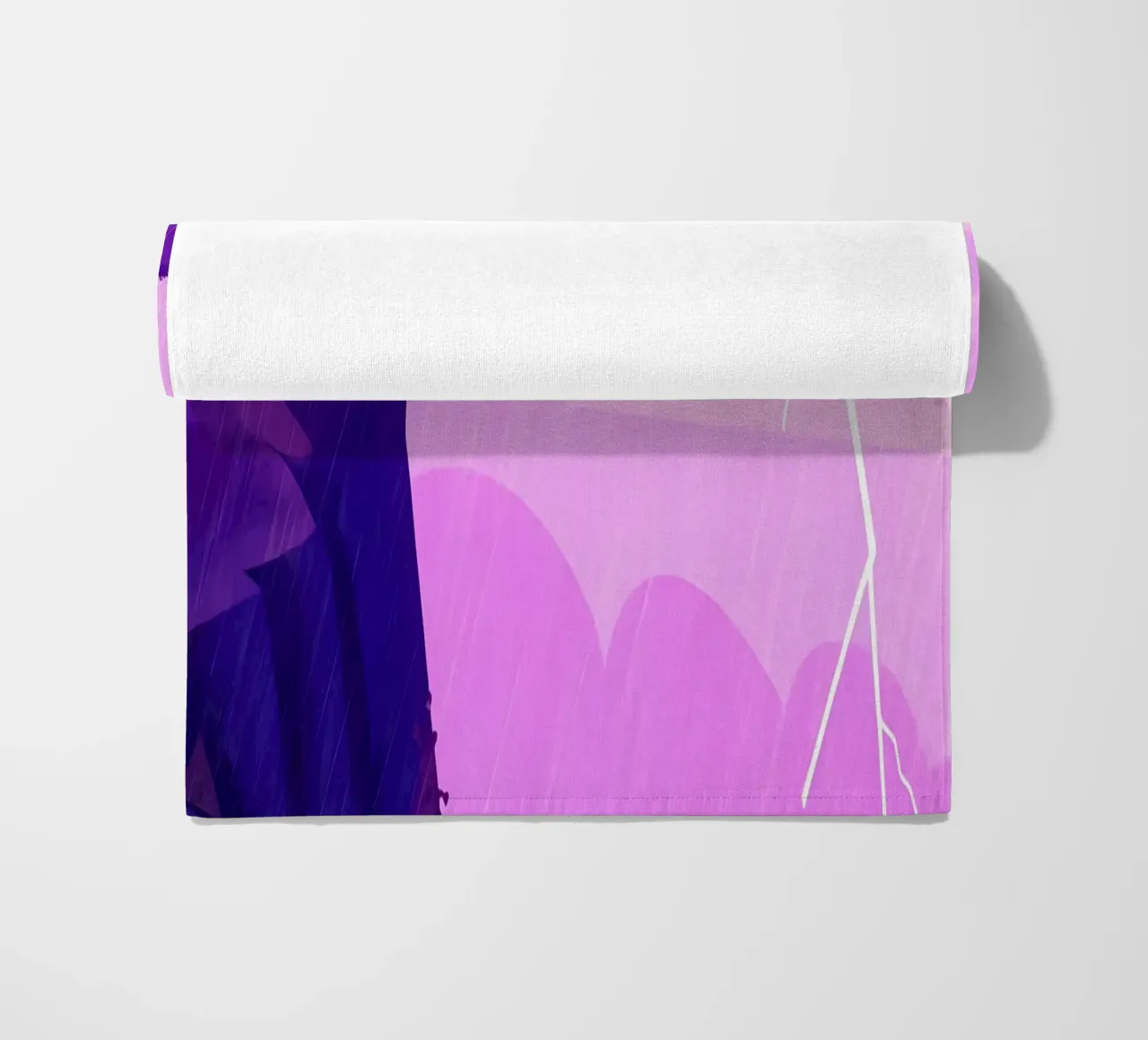 Standing At The Oceanside Cliff In Lightning Lofi Art beach towel by LoFi Gallery