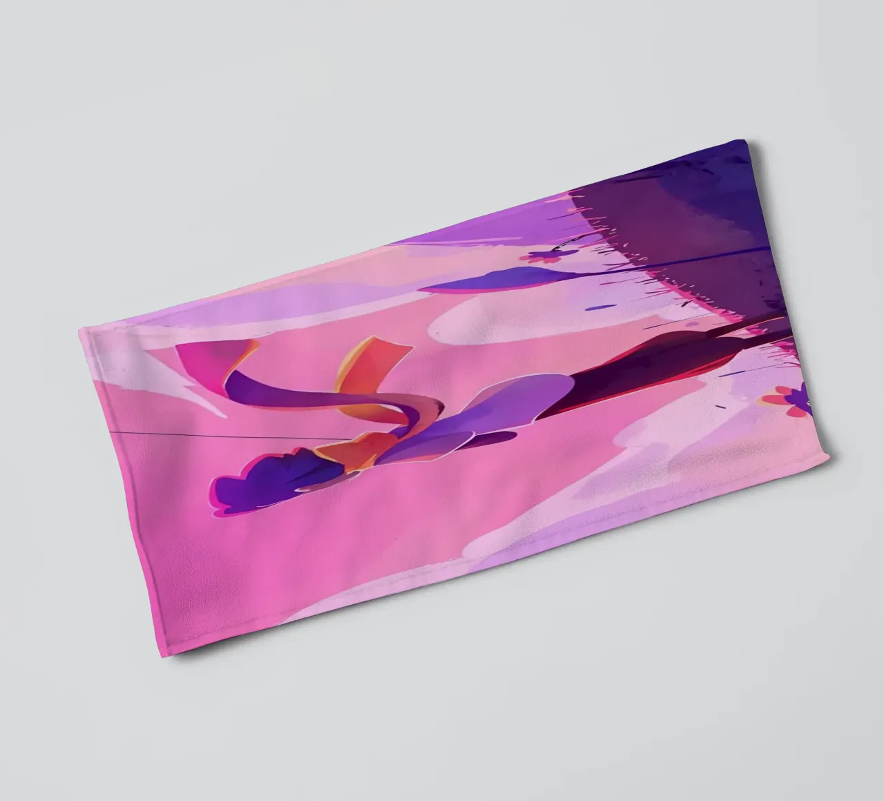 Cerf-volant volant dans un champ de fleurs Lofi Art serviette de bain de LoFi Gallery