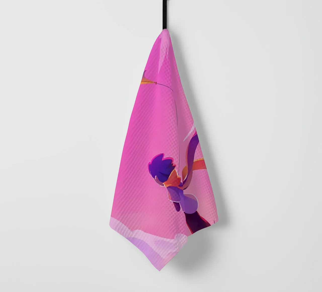 Cerf-volant volant dans un champ de fleurs Lofi Art torchon de LoFi Gallery