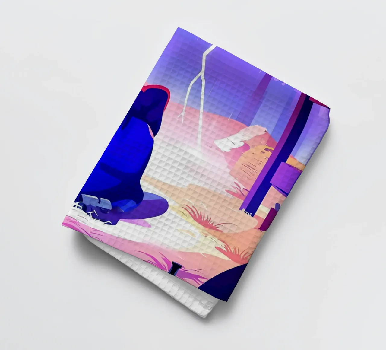 Regarder l'orage depuis un abri Lofi Art torchon de LoFi Gallery