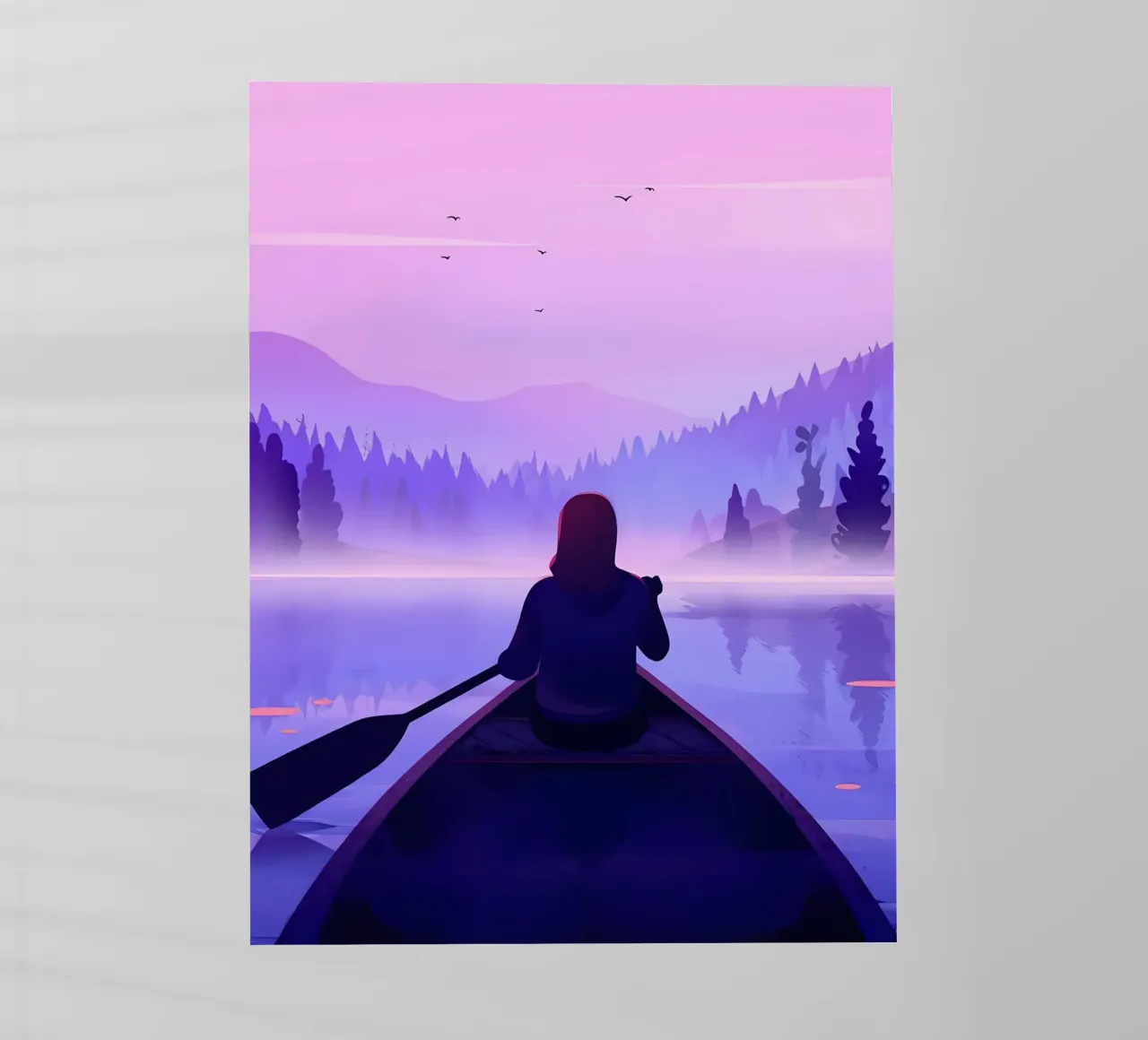 Canoa nel lago Lofi Art pellicola backlit da LoFi Gallery