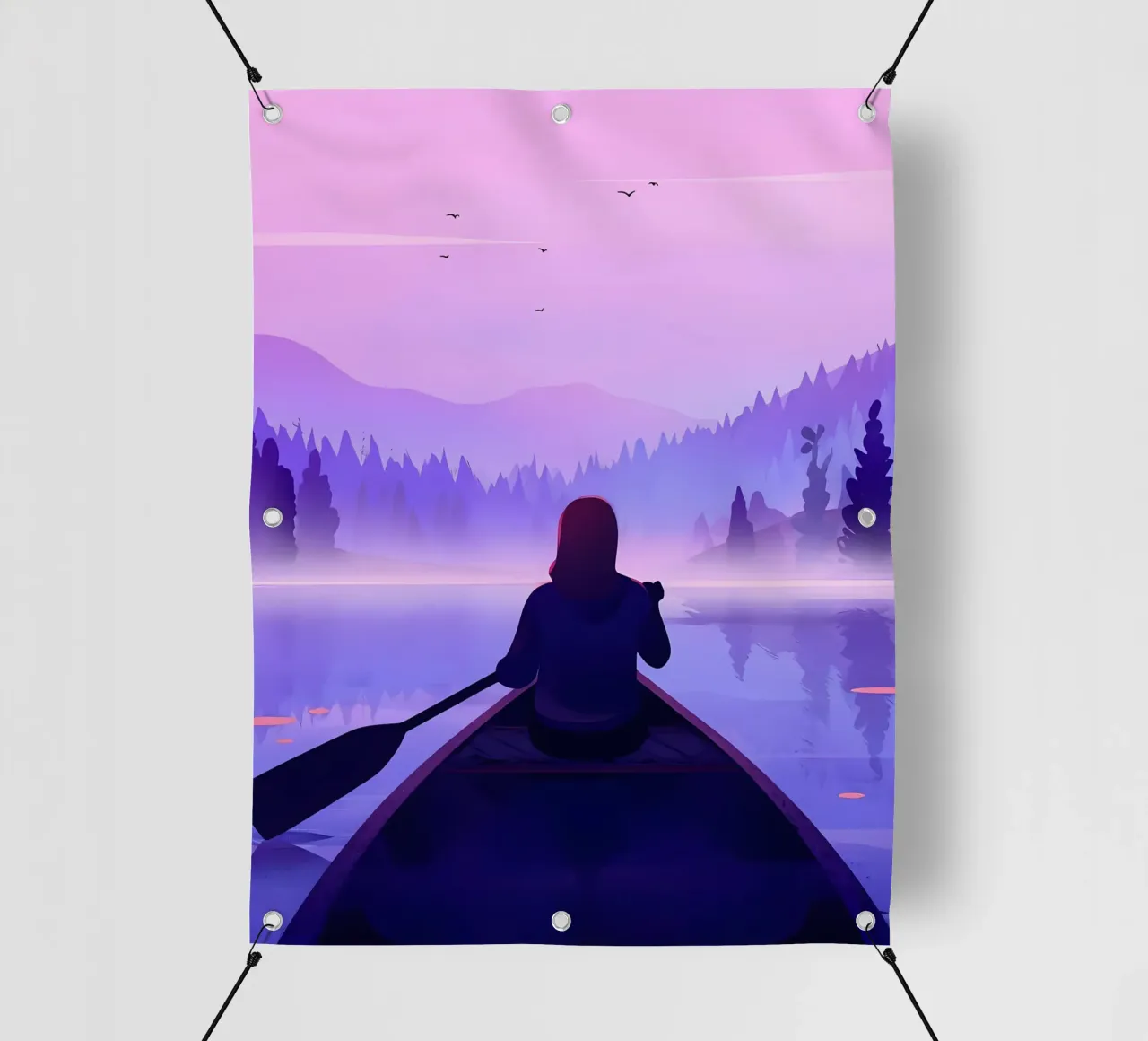 Canoa nel lago Lofi Art telo in pvc da LoFi Gallery