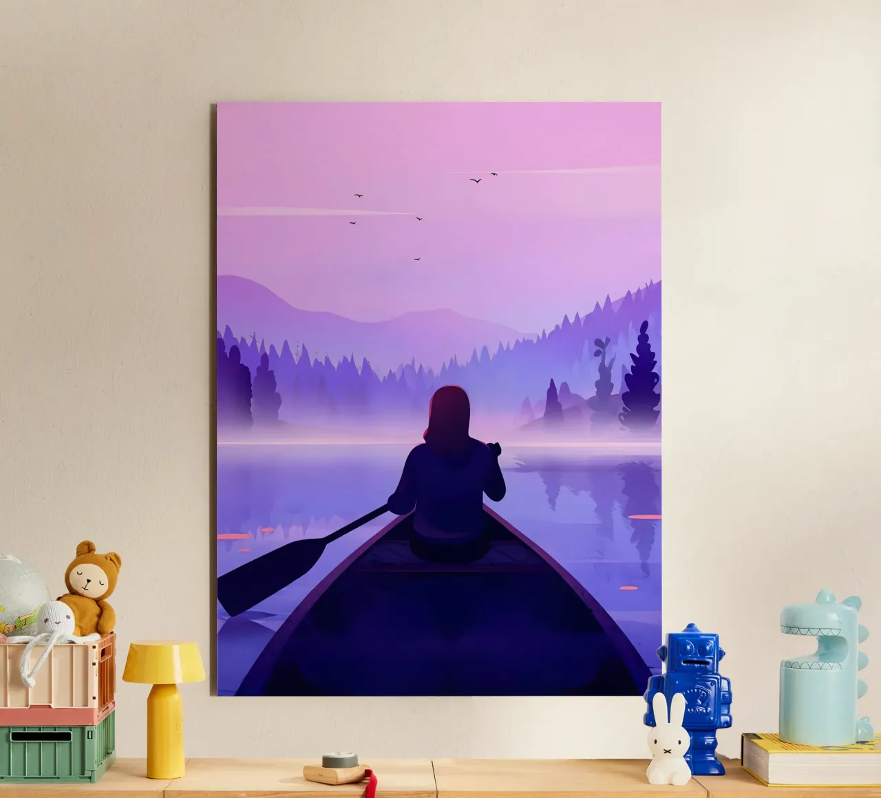 Canoa nel lago Lofi Art alluminio dibond da LoFi Gallery
