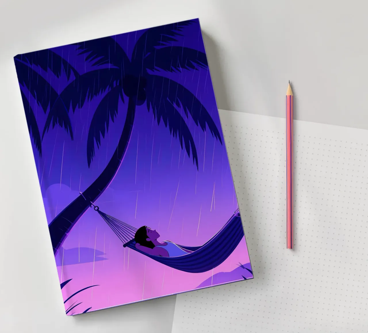 Resting On Hammock Lofi Art notebook by LoFi Gallery